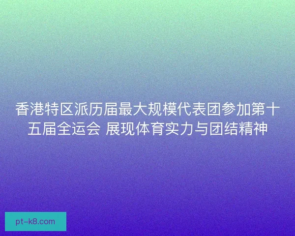 香港特区派历届最大规模代表团参加第十五届全运会 展现体育实力与团结精神
